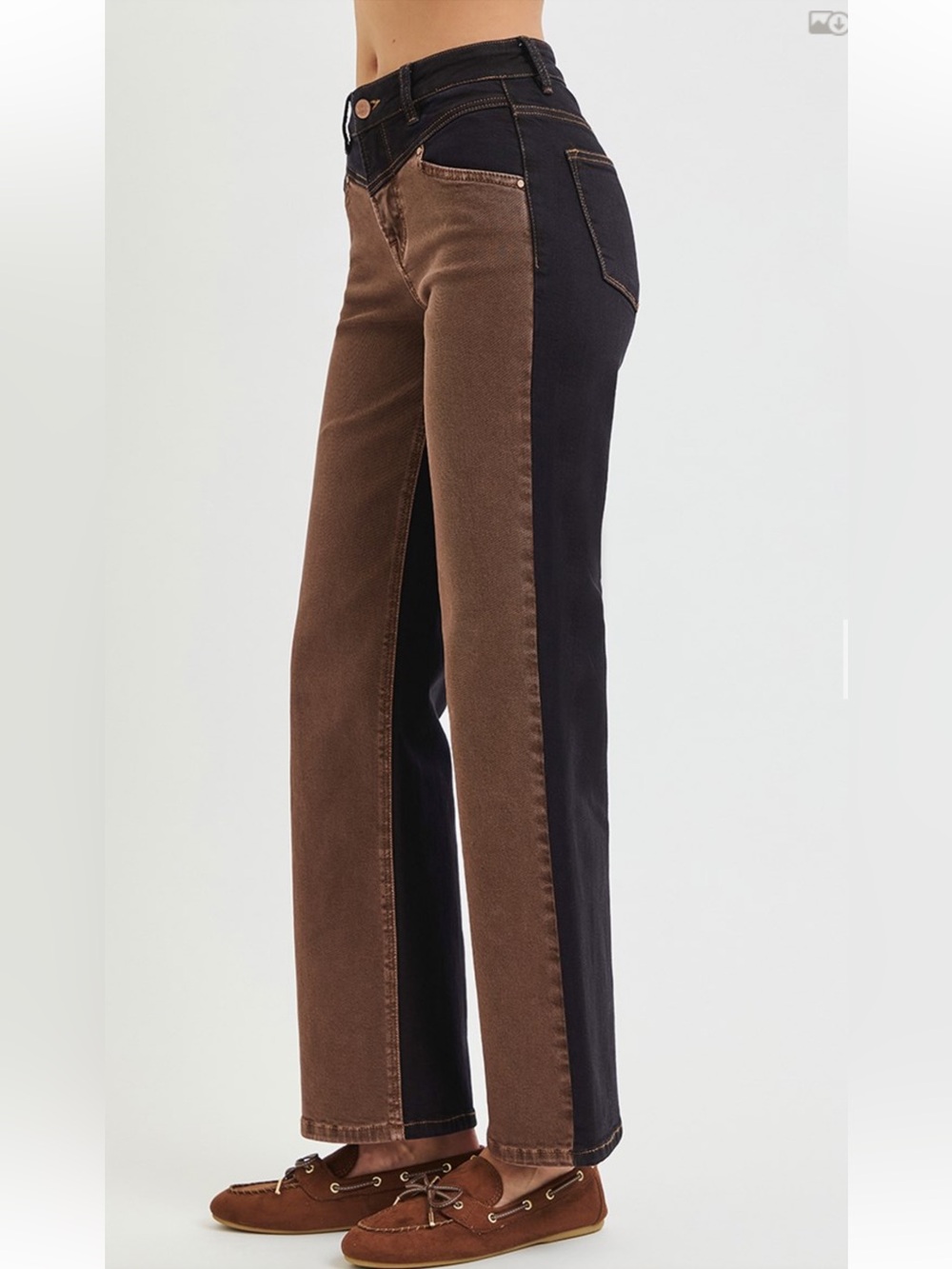 220 RISEN HIGH RISE ANKLE STRAIGHT FRONT YOKE AND CONTRAST WASHES JEA